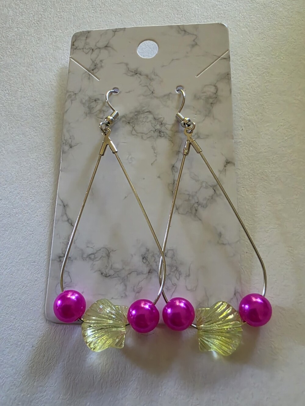 Elegant Pink Yellow Shell Bead Drop Earrings - Women Jewelry